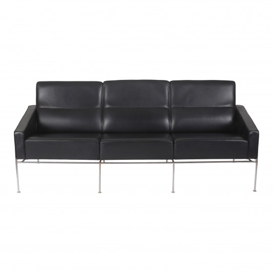 Arne Jacobsen 3pers Airport sofa black leather Cph Classic